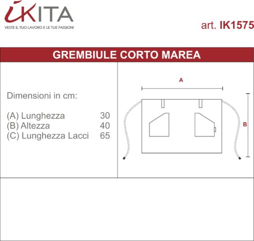 Kit da 4 pz di Grembiule Corto a righe Marea - immagine 3