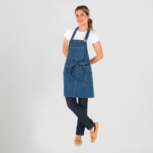Grembiule Alto in Denim con Pettorina Portofino