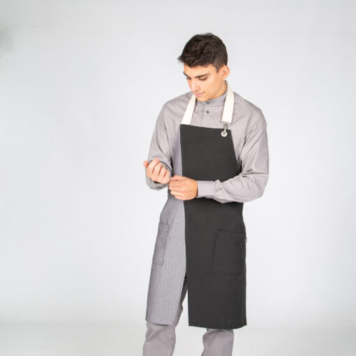 Kit da 3 pz di Grembiule Bicolor con bretelle Grey - immagine 3