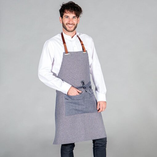 Kit da 2 pz di Grembiule con salopette in tela a righe Jack