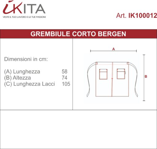 Kit da 4 pz di Grembiule Corto con spacco Bergen - immagine 2