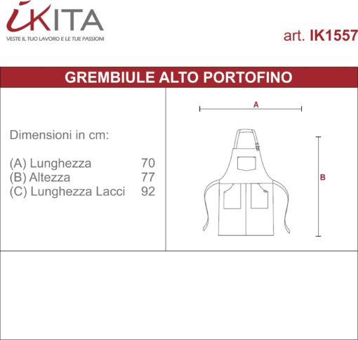 Grembiule Alto in Denim con Pettorina Portofino - immagine 5
