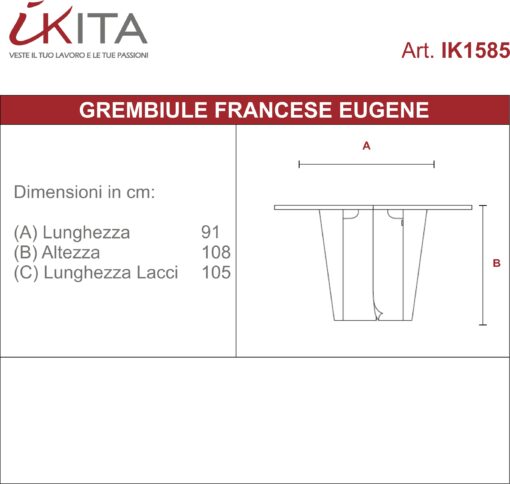 Kit da 2 pz di Grembiule alla francese a righe Eugene - immagine 3