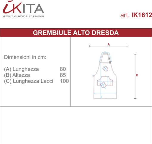 Kit da 4 pz di Grembiule Alto con Pettorina Dresda - immagine 6