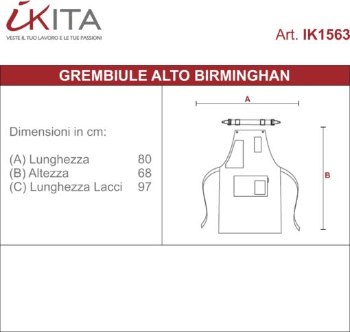 Kit da 2 pz di Grembiule Alto in Satin Birmingham - immagine 2