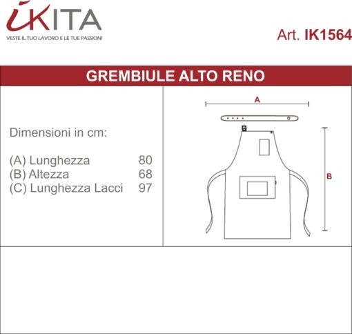Kit da 3 pz di Grembiule Alto con Cinturino in Cuoio Reno - immagine 5