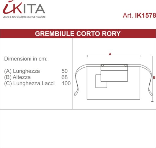Kit da 4 pz di Grembiule Corto in tela a righe Rory - immagine 3