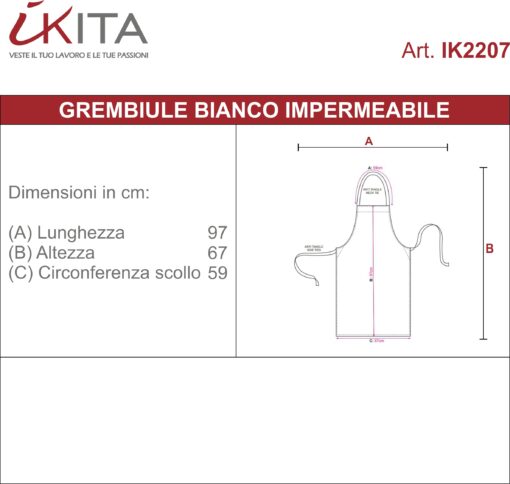 Kit da 4 pz di Grembiule Impermeabile Bianco - immagine 3