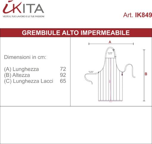 Grembiule impermeabile a righe con bretelle - immagine 5