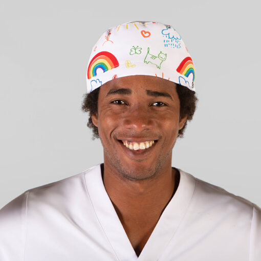 Kit da 4 pz di Cuffia con Lacci con stampa arcobaleno