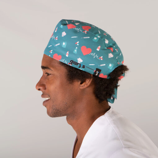 Kit da 4 pz di Cuffia con Stampa Cuori con Lacci - immagine 2