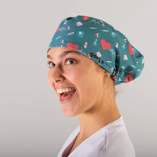Kit da 4 pz di Cuffia con Stampa Cuori con Elastico - immagine 2