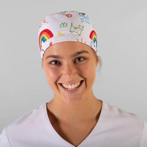Kit da 4 pz di Cuffia con Elastico stampata Rainbow