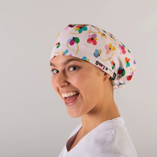 Kit da 4 pz di Cuffia stampata con Fiori con Elastico - immagine 2