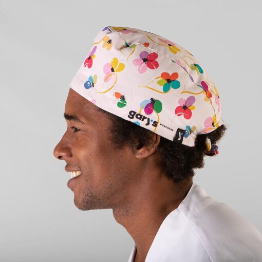 Kit da 4 pz di Cuffia stampata con Fiori con Lacci - immagine 2