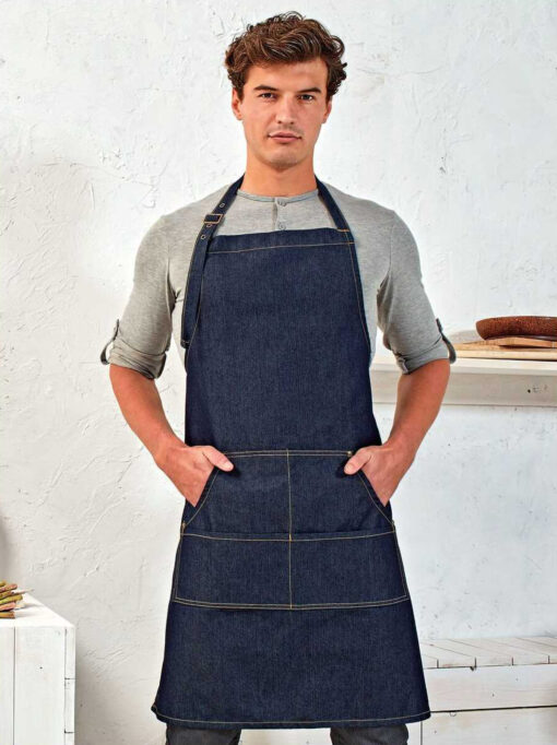 Kit da 4 pz di Grembiule Con Pettorina in Denim Jay